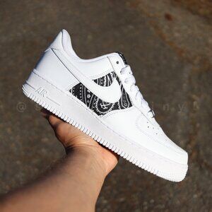 Nike Air Force 1 Low White Black Paisley Bandana Custom  New with box